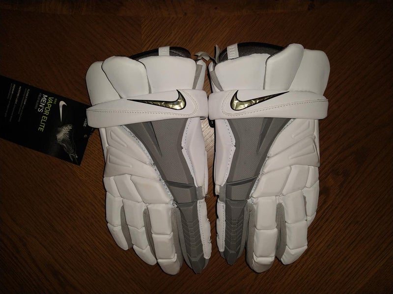 New (white with grey) Nike Vapor Elite Lacrosse Gloves 13" (large)