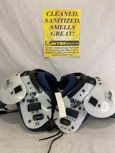 Used Pro Down Bulldog Reg White Football Size XS Shoulder Pads