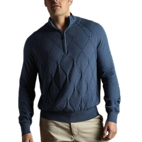Glen Echo Jacquard Diamond Sweater (Slate Blue, XL) SW-9900 NEW