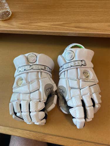 White Used Player's Maverik M3  Lacrosse Gloves