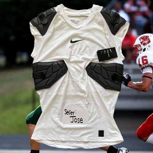 NIKE PRO HYPERSTRONG TARGETED IMPACT COMPRESSION MENS FOOTBALL SHIRT WHITE NEW