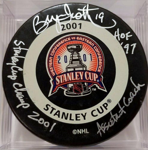 BRYAN TROTTIER SIGNED Colorado Avalanche 2001 STANLEY CUP FINALS GAME PUCK