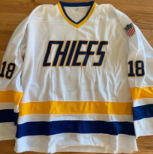 Charlestown Chiefs - Slap Shot Movie Hockey Jersey - Hanson Brothers, 2XL