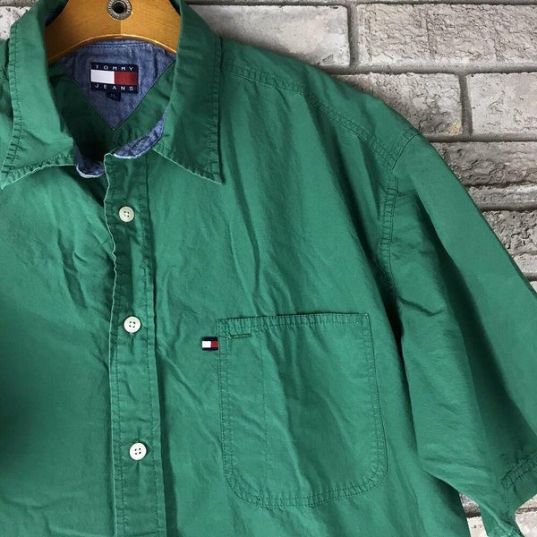 Kronisk Savant fællesskab Vintage Tommy Hilfiger Green #88 Button Up Shirt Short Sleeve Size XL VTG  Collar | SidelineSwap