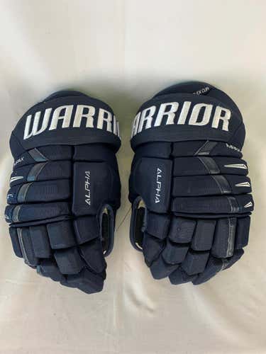 Navy Used Senior Warrior Alpha DX Pro Gloves 14" Pro Stock- Tulsa Oilers ECHL