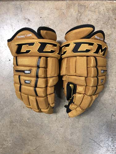 Retro Brown Used Senior CCM Custom 4-roll Gloves 14"