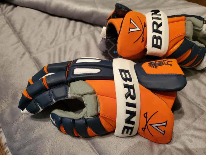 UVA Orange Navy Brine King Elite Lacrosse Gloves