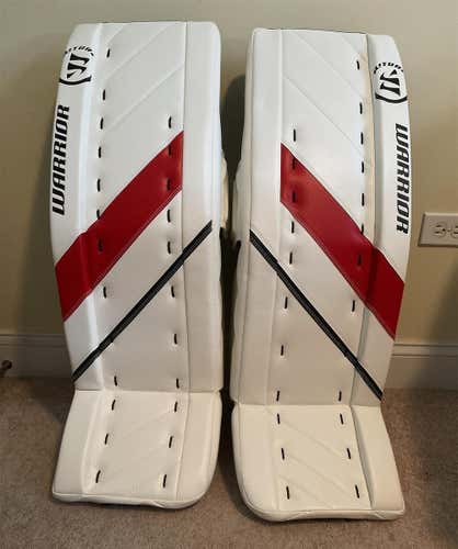White Senior 34" Warrior Ritual G4  Goalie Leg Pads
