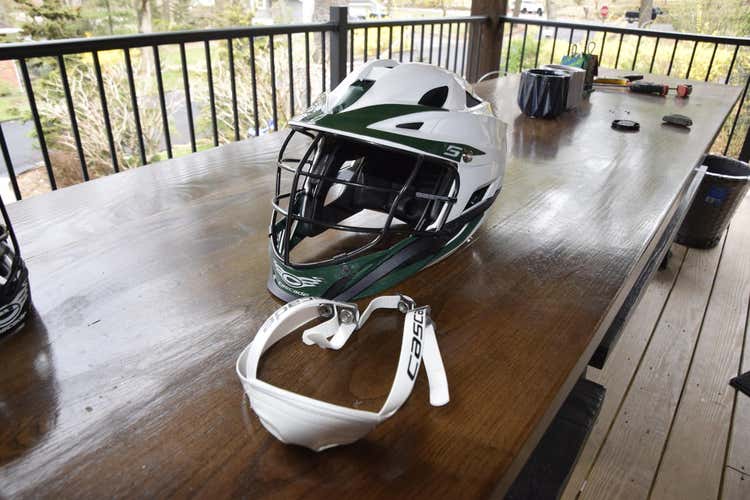 White and Green Like New New Youth Player's Cascade S Youth Helmet