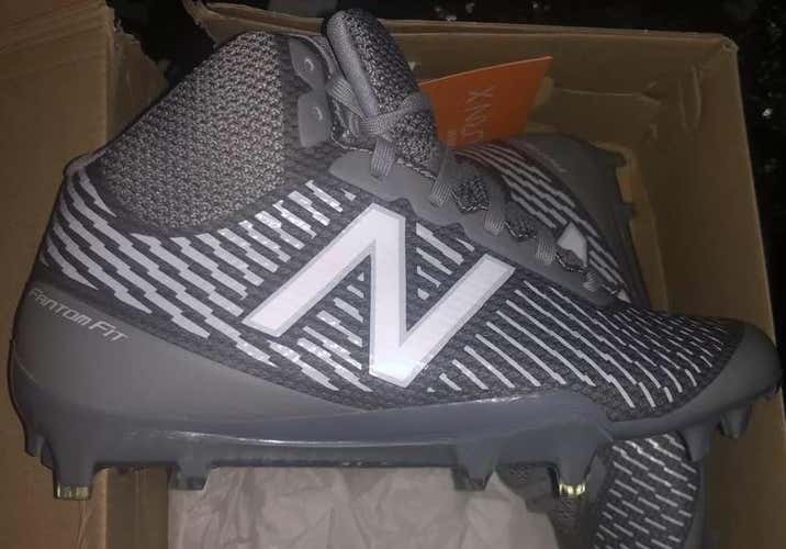New Balance Men's Mid-Cut Burn X Lacrosse Cleat Shoes Gray 4 4Y New in Box