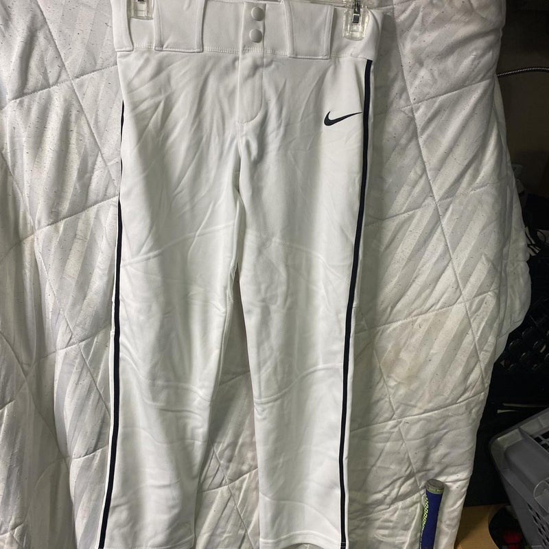 nike white baseball pants with black piping