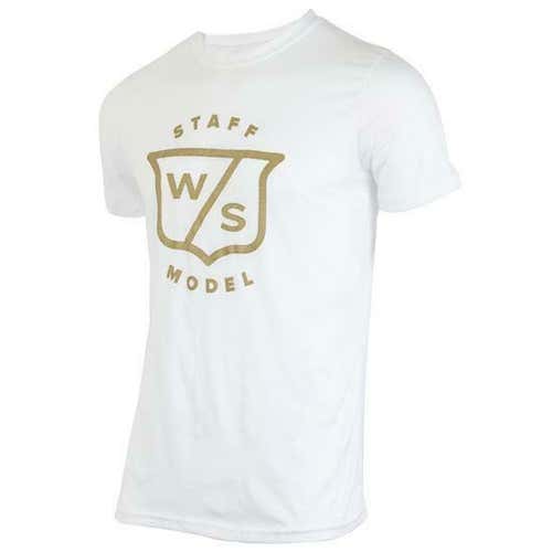 Wilson Staff W/S Crew T-Shirt (Silk White/Trophy Gold, MEDIUM) Golf NEW