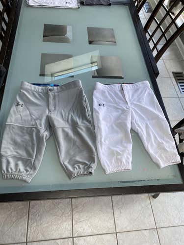 White and Grey Youth Small Under Armour Pants