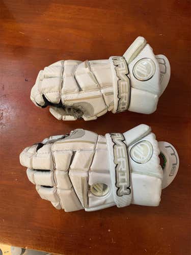 White Used Player's Maverik M3 13" Lacrosse Gloves