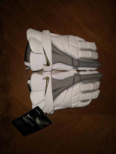 New Nike (White with grey) Vapor Elite Lacrosse Gloves 13" (large)