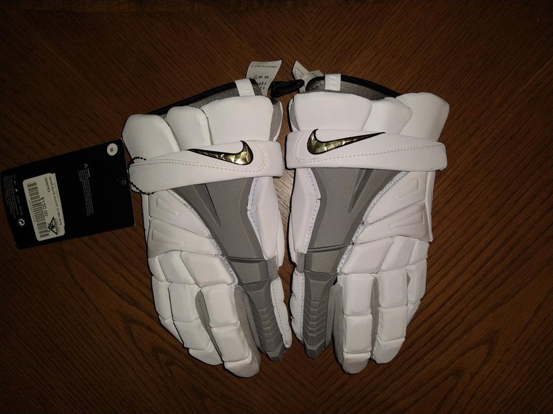 New Nike (white with grey) Vapor Elite Lacrosse Gloves 12" (medium)
