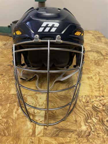 Box Lacrosse Adult Player's M11 Helmet - Navy Color/Chrome Mask