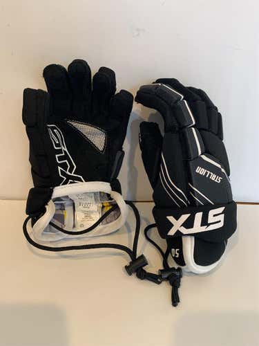 Black Used Player's STX Stallion 50 10" Lacrosse Gloves