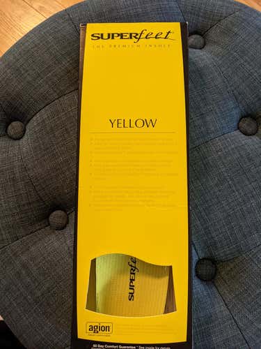 New Superfeet Hockey and Cycling Insoles Yellow Size F Mens 11.5 -13