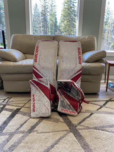 White and Red 35" Regular Supreme 2s Pro Goalie Full Set