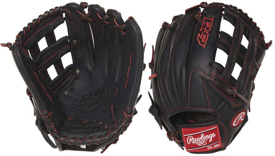 Black New Rawlings Outfield Right Handed R9 Baseball Glove 12"