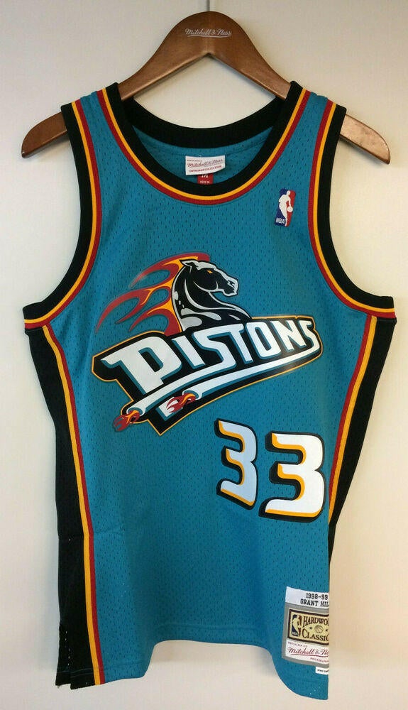 1998-99 Grant Hill Detroit Pistons NBA Mitchell & Ness Authentic Teal  Jersey