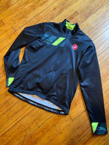 Castelli Pisa Limited Edition Thermal Jersey (Military Green/Florescent Yellow) - Men's XL