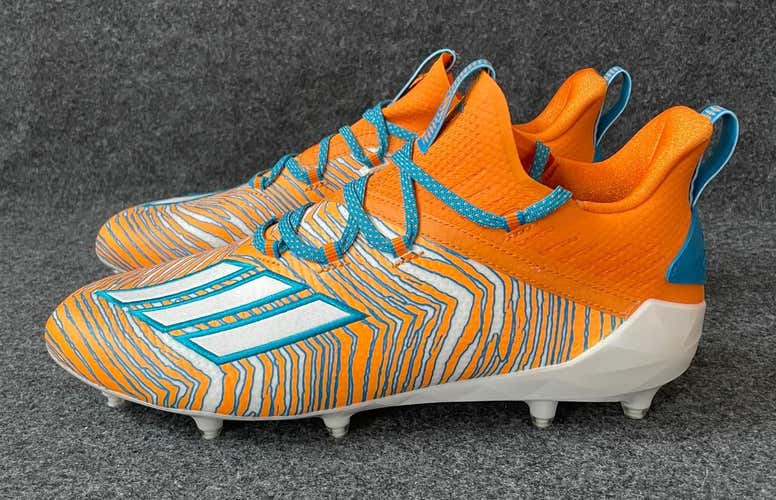 Men's Adidas Adizero 10.0 Zubaz Bright Orange Aqua Football Cleats EH1681  Size 11.5