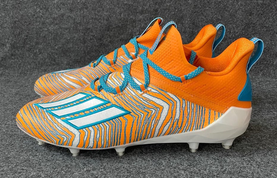 Men's Adidas Adizero 10.0 Zubaz Bright Orange Aqua Football Cleats EH1681 Size 11.5
