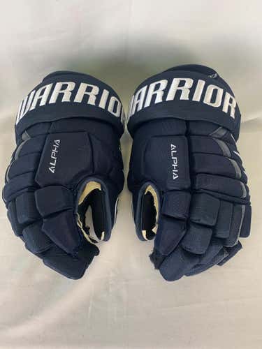 Navy Used Senior Warrior Alpha DX Pro Gloves 14" Pro Stock- Jacksonville Icemen ECHL