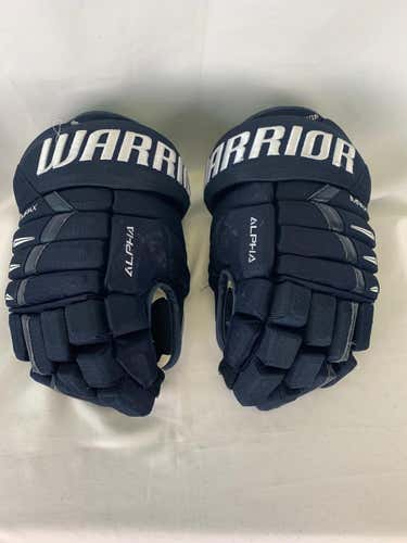 Navy Used Senior Warrior Alpha DX Pro Gloves 14" Pro Stock- Jacksonville Icemen ECHL