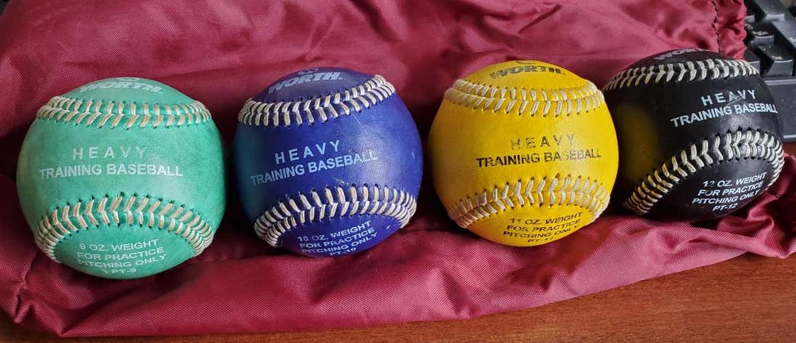Worth Heavy Training Baseballs - 4 Weights from 9 to 12 OZ