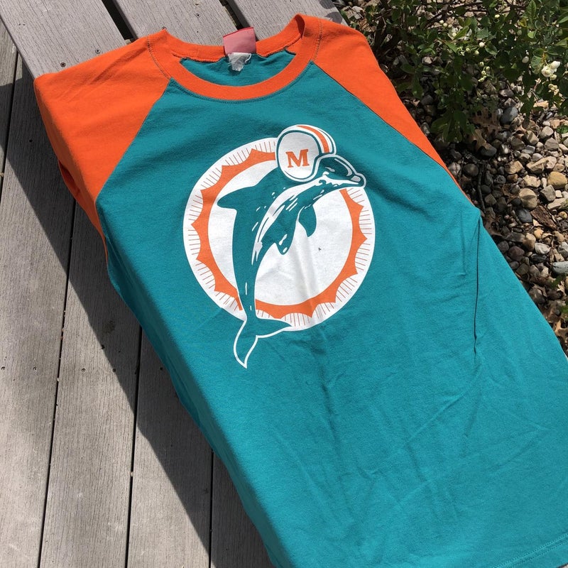 MIAMI DOLPHINS TEAM ISSUED PLAYER THROWBACK LOGO AQUA DRI-FIT SHIRT BRAND  NEW !