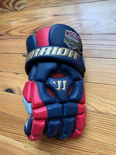 New Custom Warrior Riot II Lacrosse Gloves - USA & Gold Colorway, 13”