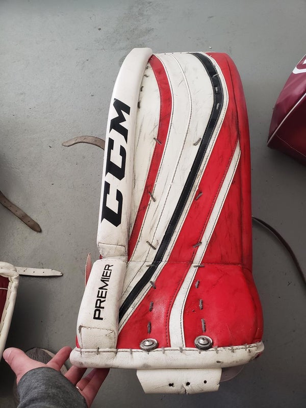 Pro Hockey Life - CCM Retro Flex Pro custom goalie pads and gloves made for  a customer. Custom colors are White, Red and Black.