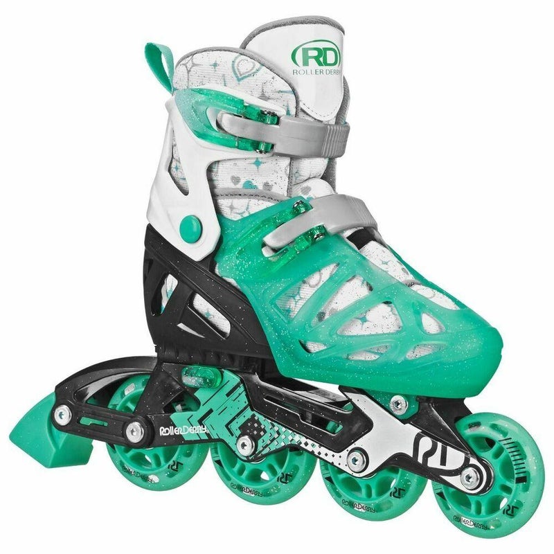 NEW! Roller Derby Tracer Adjustable Girl's Inline Skates sz 2-5 Mint return