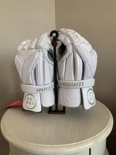 White New Player's Warrior Evo Pro 12" Lacrosse Gloves
