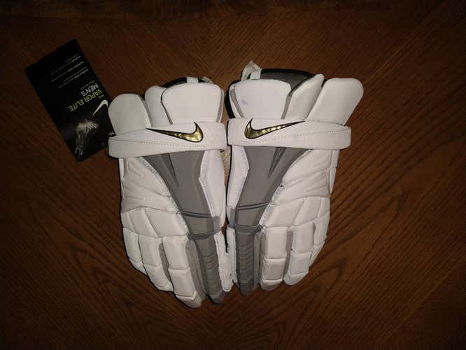 New Nike (white with grey) Vapor Elite Lacrosse Gloves 13" (large)