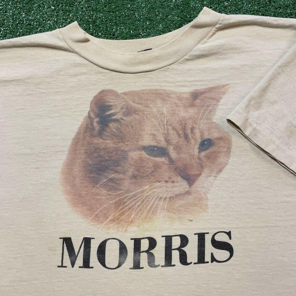 Morris Cat T Shirt Mens Medium Adult Beige Vintage 80s Kitty Cats USA Retro