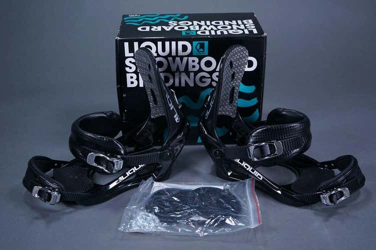 LIQUID LQ2500 SNOWBOARD BINDINGS W/ HARDWARE, SIZE LARGE 8-11, BLACK ~ NEW!!