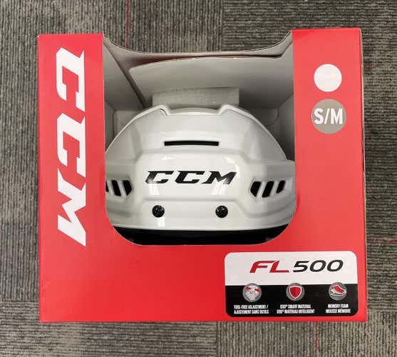 New White CCM FL500 Helmet | Small/Medium