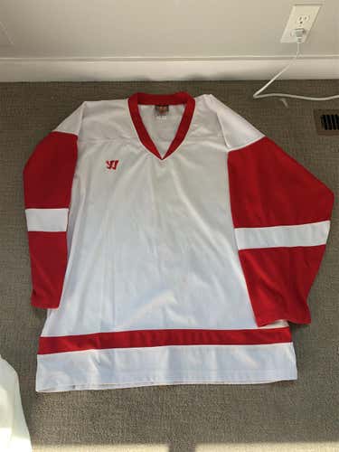 White Adult Large Warrior Jersey Red Wings
