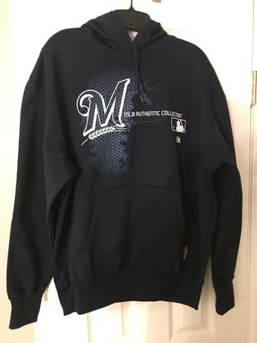 Milwaukee Brewers Majestic Therma Base hoodie men's size large used
