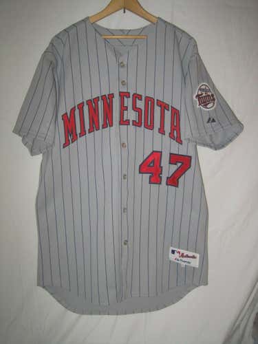 Authentic Majestic MINNESOTA TWINS Francisco Liriano Retro Road Jersey size 48 (XL))