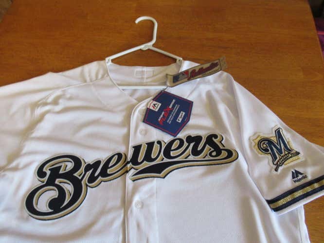 Milwaukee Brewers Majestic Flex Base Authentic Home Jersey Size 48