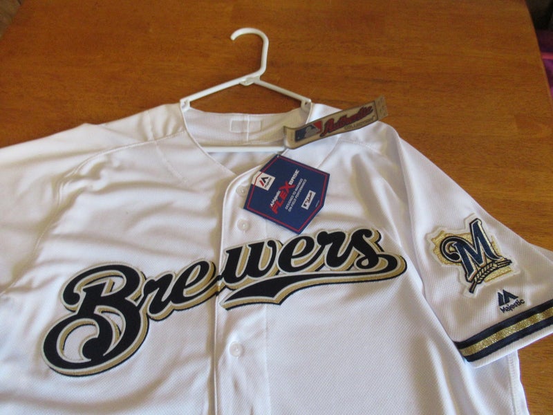 MAJESTIC MILWAUKEE BREWERS COOL BASE WHITE HOME JERSEY XL