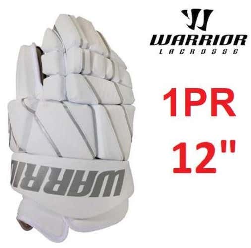 Warrior Burn Fatboy Box Lacrosse Goalie Gloves 12" /Medium - White - NEW