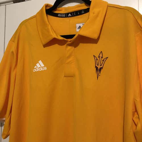 Arizona State University Sun Devils Yellow Adult XL Adidas Polo Shirt