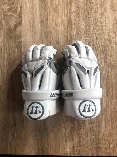 White Used Player's Warrior Burn  Lacrosse Gloves