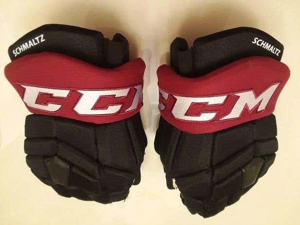 Arizona Coyotes Nick Schmaltz game-worn CCM Pro gloves size 14 (name on cuffs) from 2020-2021 season